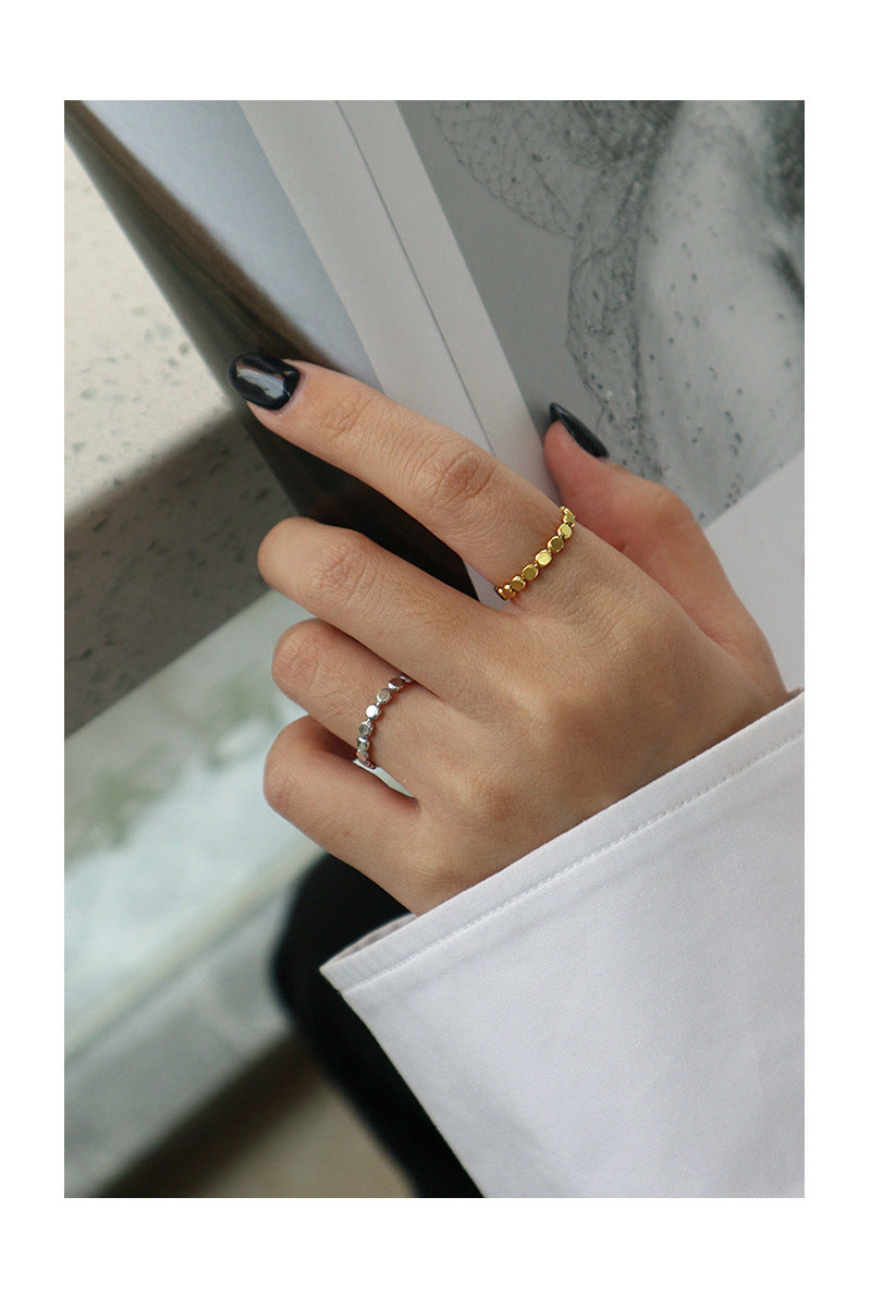 Dainty Beaded Stacking Ring in Gold Vermeil ( Size 7 )