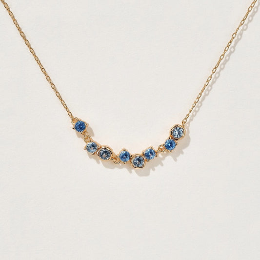 Dainty Sapphire Blue Crystal Arc Necklace