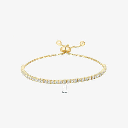 Dainty 2mm Adjustable Tennis Bracelet in Gold Vermeil