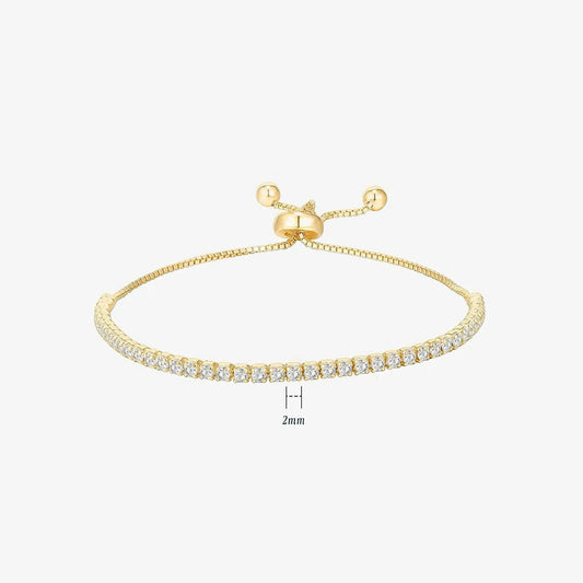 Dainty 2mm Adjustable Tennis Bracelet in Gold Vermeil
