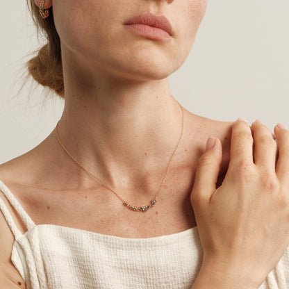 Dainty Sapphire Blue Crystal Arc Necklace