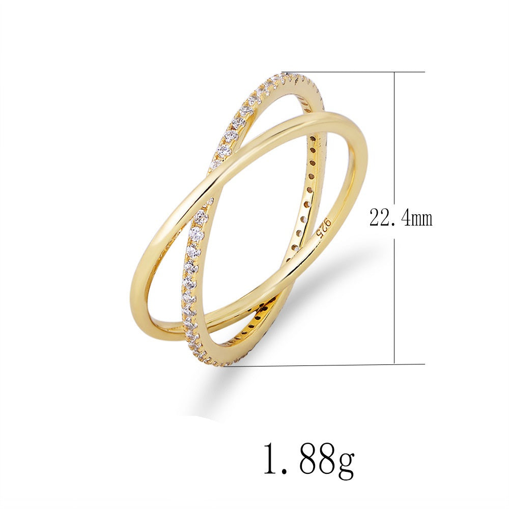 Nova Crisscross X-Ring in Gold Vermeil ( Size 7 )