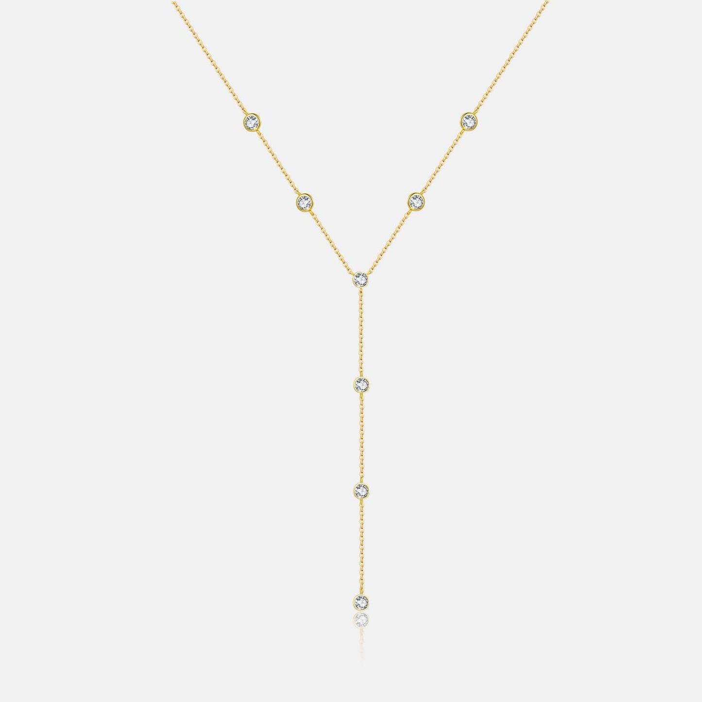 Dainty Bezel-Set Crystal Y-Necklace in Gold Vermeil
