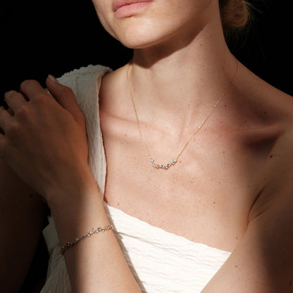 Dainty Sapphire Blue Crystal Arc Necklace