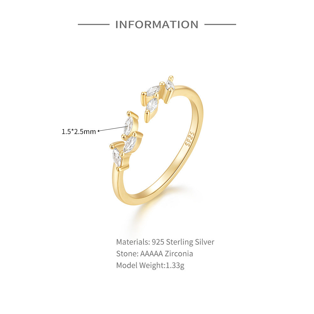 Adjustable Sterling Silver Marquise Cluster Wrap Ring