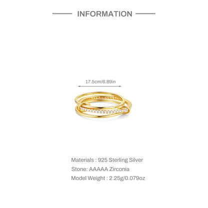 Aurelia Interlocking Triple Layer Rolling Ring ( Size 7 )