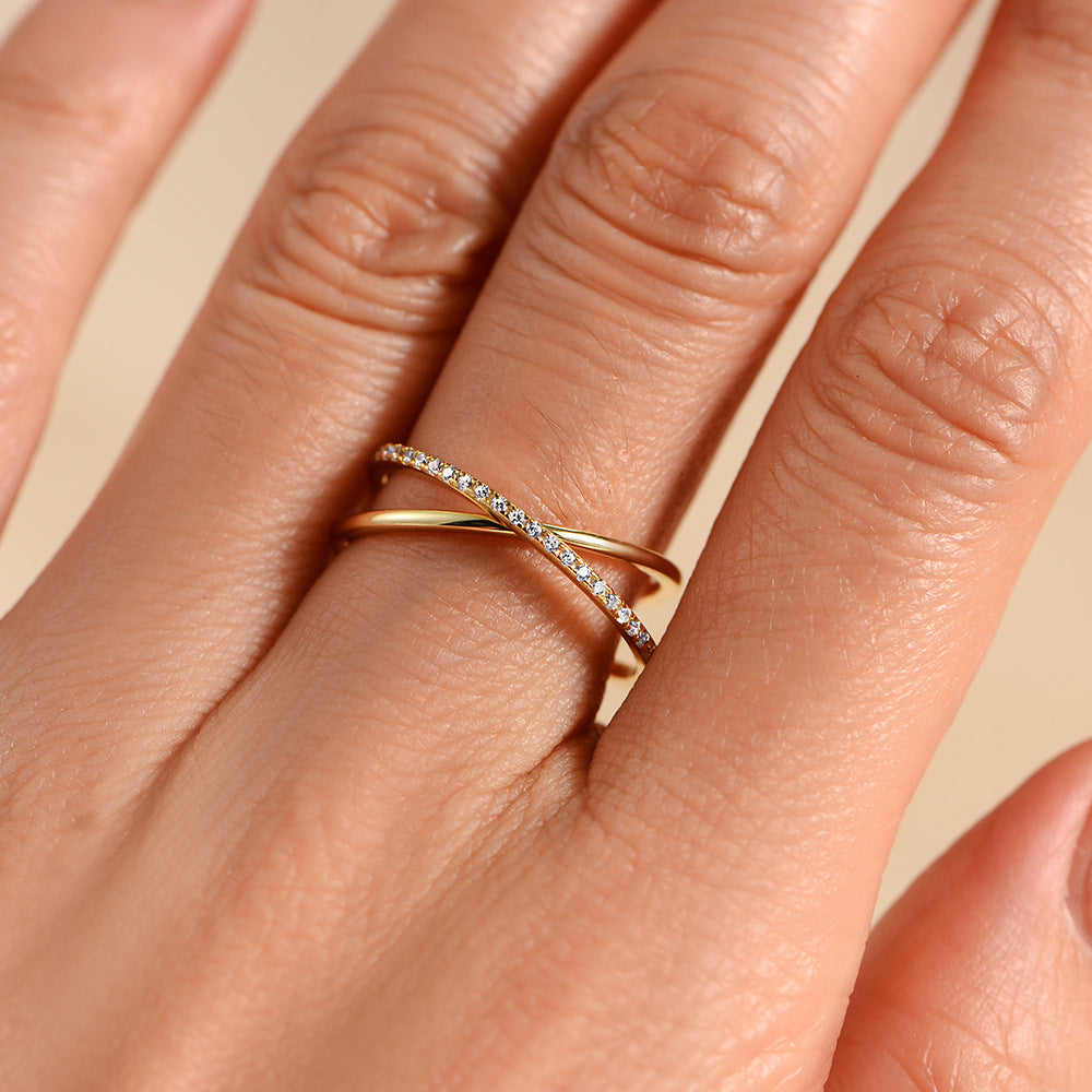 Nova Crisscross X-Ring in Gold Vermeil ( Size 7 )