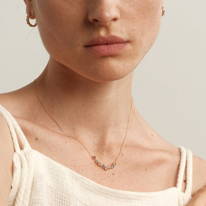 Dainty Sapphire Blue Crystal Arc Necklace