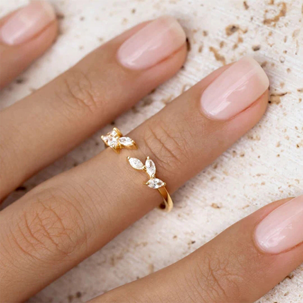Adjustable Sterling Silver Marquise Cluster Wrap Ring