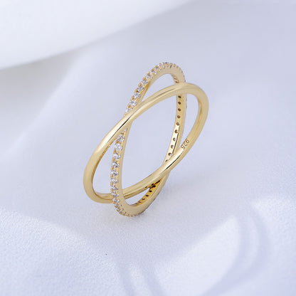 Nova Crisscross X-Ring in Gold Vermeil ( Size 7 )