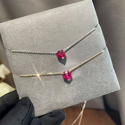Juliet Faceted Ruby Heart Solitaire Necklace