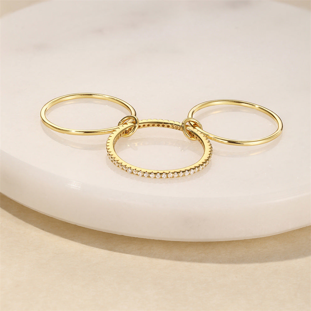 Aurelia Interlocking Triple Layer Rolling Ring ( Size 7 )