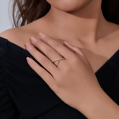 Nova Crisscross X-Ring in Gold Vermeil ( Size 7 )