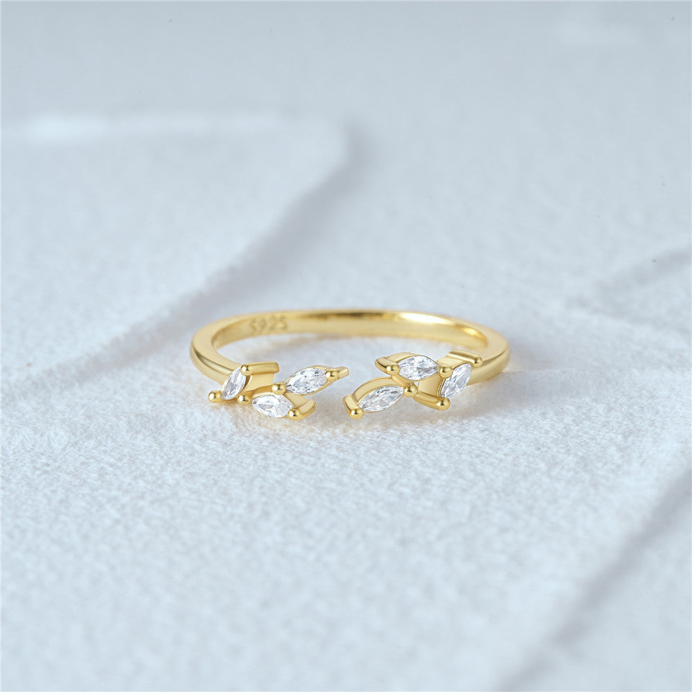 Adjustable Sterling Silver Marquise Cluster Wrap Ring
