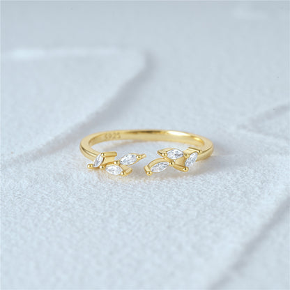 Adjustable Sterling Silver Marquise Cluster Wrap Ring