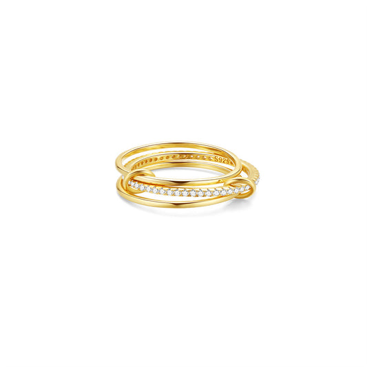 Aurelia Interlocking Triple Layer Rolling Ring ( Size 7 )