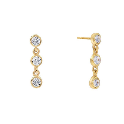 Celeste Triple Stone Linear Drop Studs