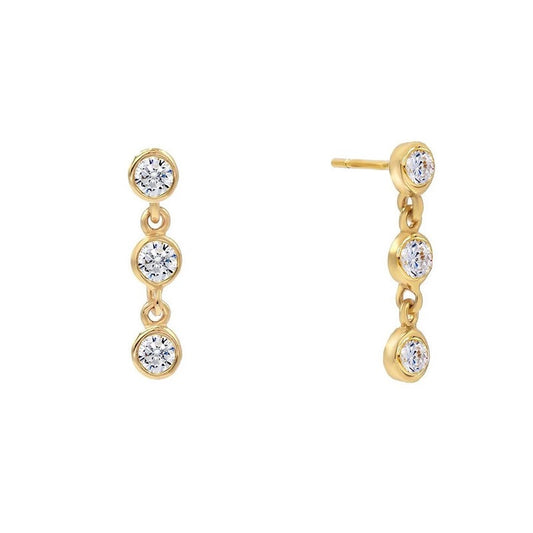 Celeste Triple Stone Linear Drop Studs