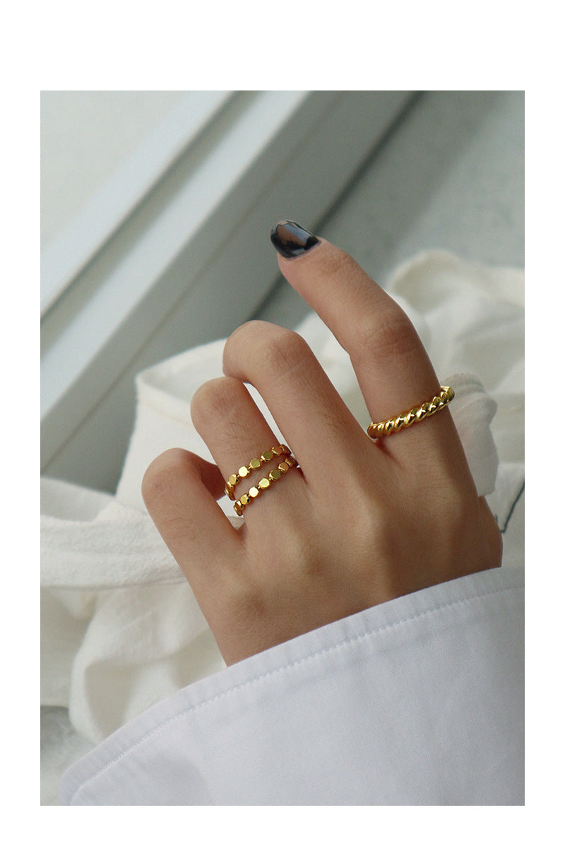 Dainty Beaded Stacking Ring in Gold Vermeil ( Size 7 )