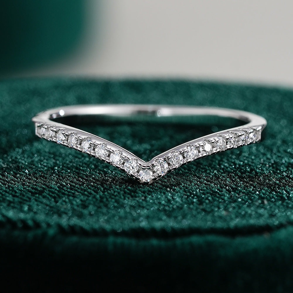 Eden Pave Chevron Wishbone Ring (Size 7 )