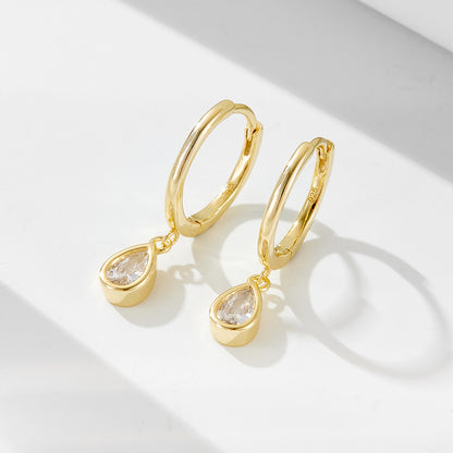 Aria Pear-Drop Huggie Earrings in Gold Vermeil