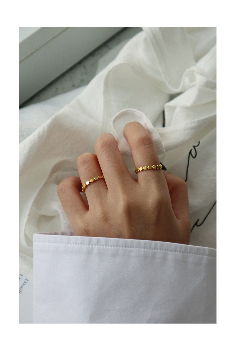 Dainty Beaded Stacking Ring in Gold Vermeil ( Size 7 )