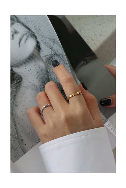 Dainty Beaded Stacking Ring in Gold Vermeil ( Size 7 )