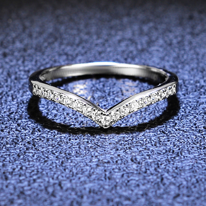Eden Pave Chevron Wishbone Ring (Size 7 )