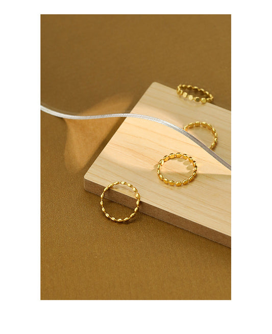 Dainty Beaded Stacking Ring in Gold Vermeil ( Size 7 )