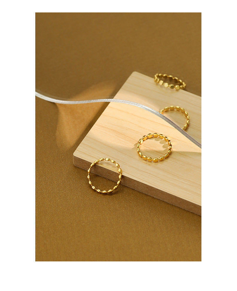 Dainty Beaded Stacking Ring in Gold Vermeil ( Size 7 )