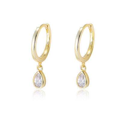 Aria Pear-Drop Huggie Earrings in Gold Vermeil