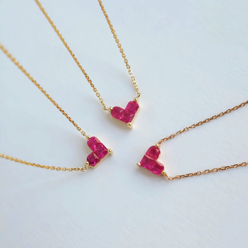 925 Sterling Silver Petite Red Heart Necklace - Photo 4 | Presentopia UAE