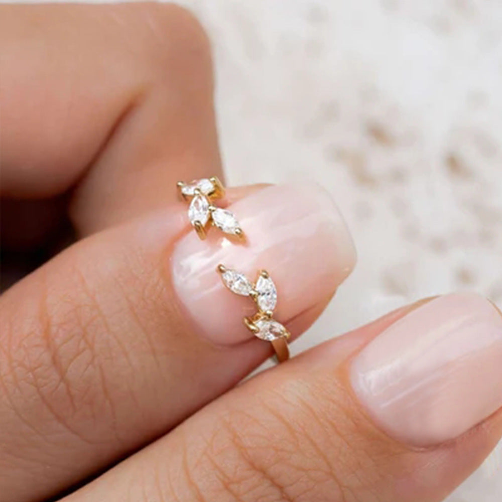 Adjustable Sterling Silver Marquise Cluster Wrap Ring - Close Up | Presentopia