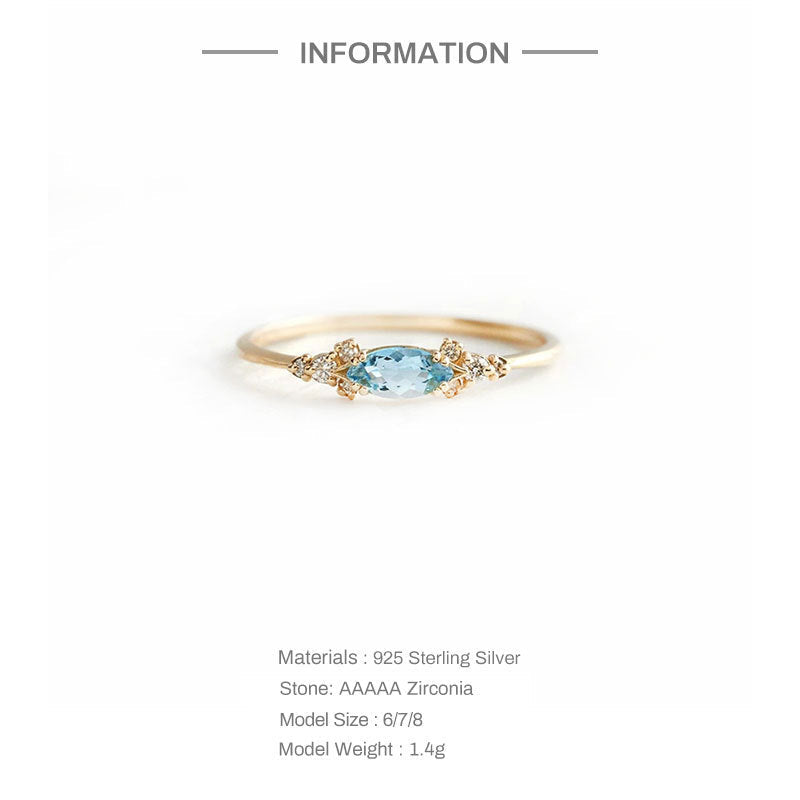 Buy Aquamarine Blue Ring – 925 Sterling Silver, Gold Plated - Rings at Presentopia - View 3