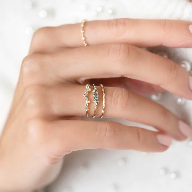 Buy Aquamarine Blue Ring – 925 Sterling Silver, Gold Plated - Rings at Presentopia - View 5