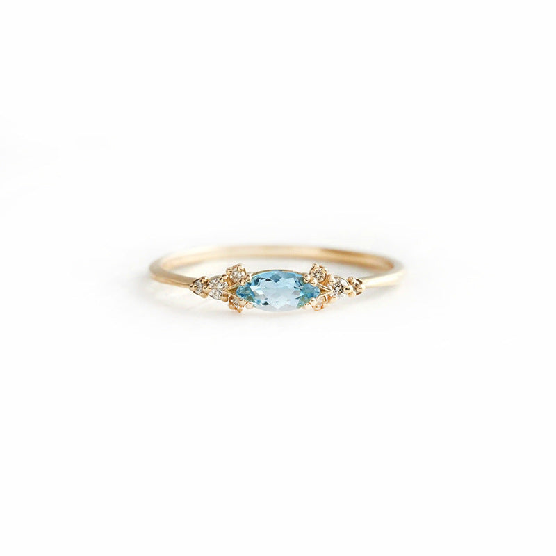 Buy Aquamarine Blue Ring – 925 Sterling Silver, Gold Plated - Rings at Presentopia - View 6