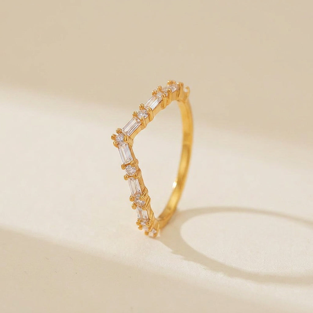 Buy Baguette Chevron Ring – 925 Sterling Silver, Gold Plated at Pinky Promise