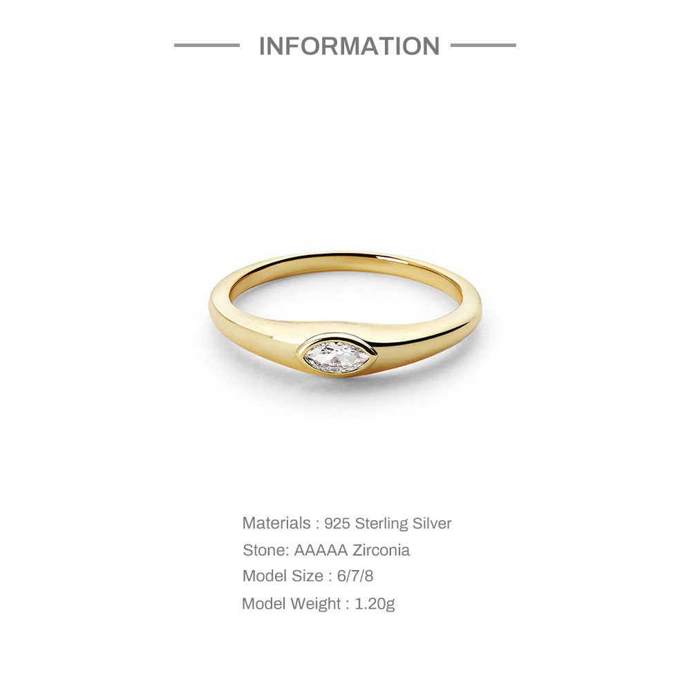 Buy Bezel Marquise Solitaire Ring – 925 Sterling Silver, Gold Plated - Rings at Presentopia - View 3