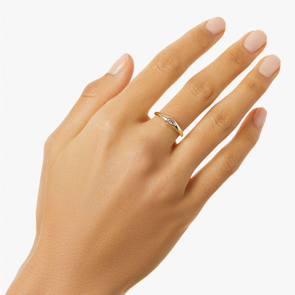 Buy Bezel Marquise Solitaire Ring – 925 Sterling Silver, Gold Plated - Rings at Presentopia - View 5