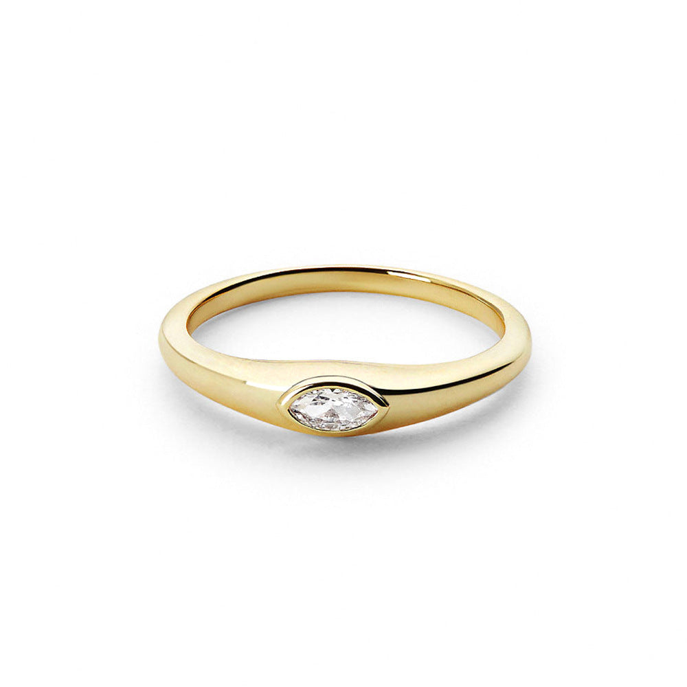 Buy Bezel Marquise Solitaire Ring – 925 Sterling Silver, Gold Plated - Rings at Presentopia - View 6