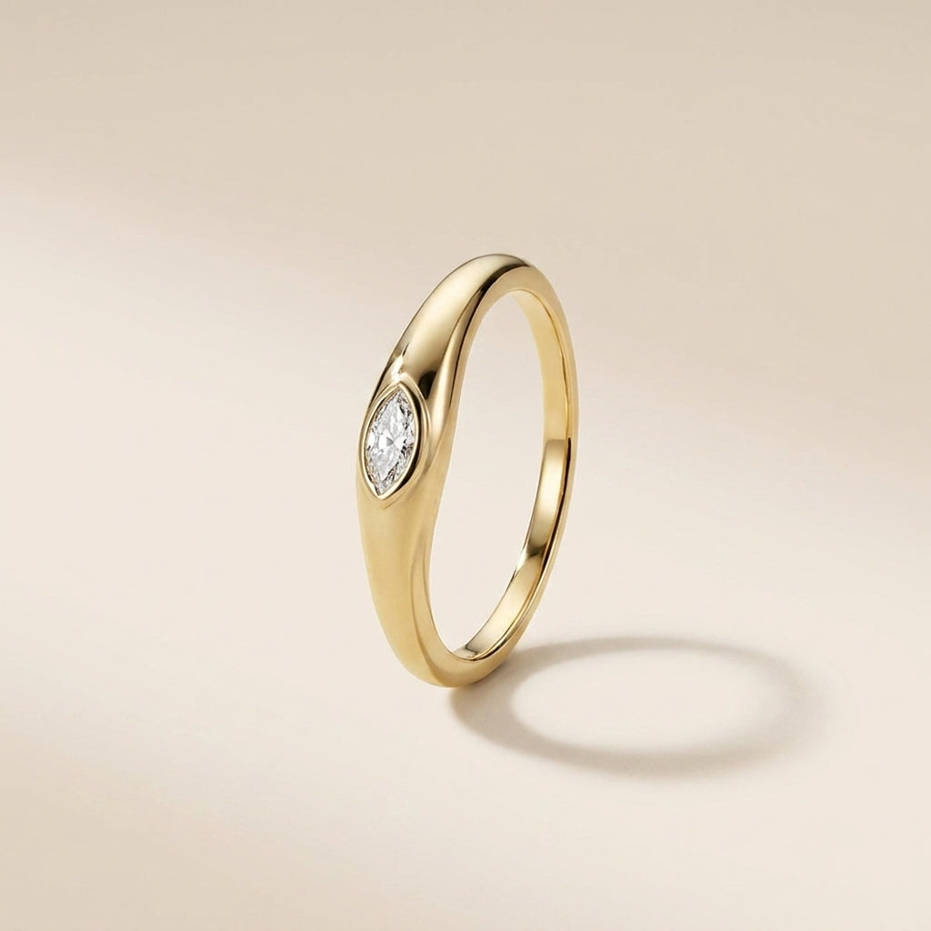 Buy Bezel Marquise Solitaire Ring – 925 Sterling Silver, Gold Plated at Pinky Promise