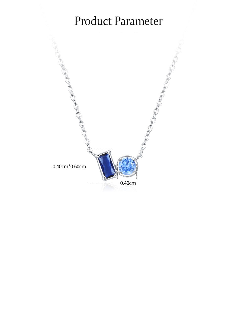 Buy Blue Baguette & Round Duo Necklace - 925 Sterling Silver - Necklaces at Presentopia - View 5