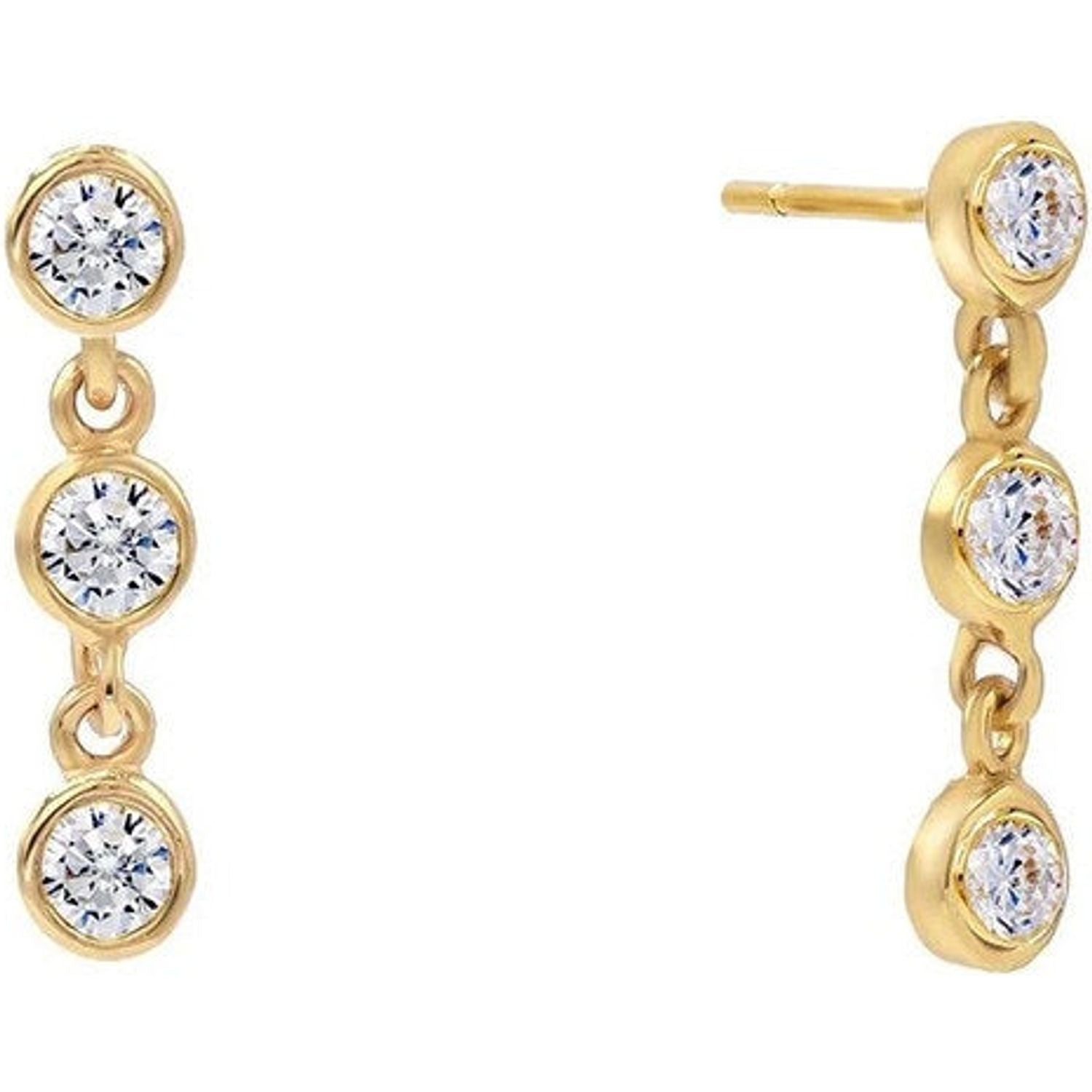 Celeste Triple Stone Linear Drop Studs