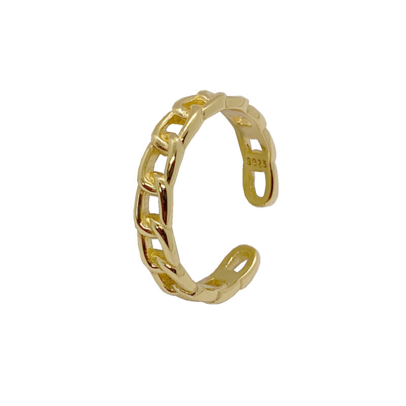 Chain Link Adjustable Ring - Gold Plated 925 Sterling Silver - Photo 5 | Pinky Promise