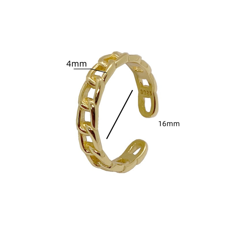 Chain Link Adjustable Ring - Gold Plated 925 Sterling Silver - Photo 6 | Pinky Promise