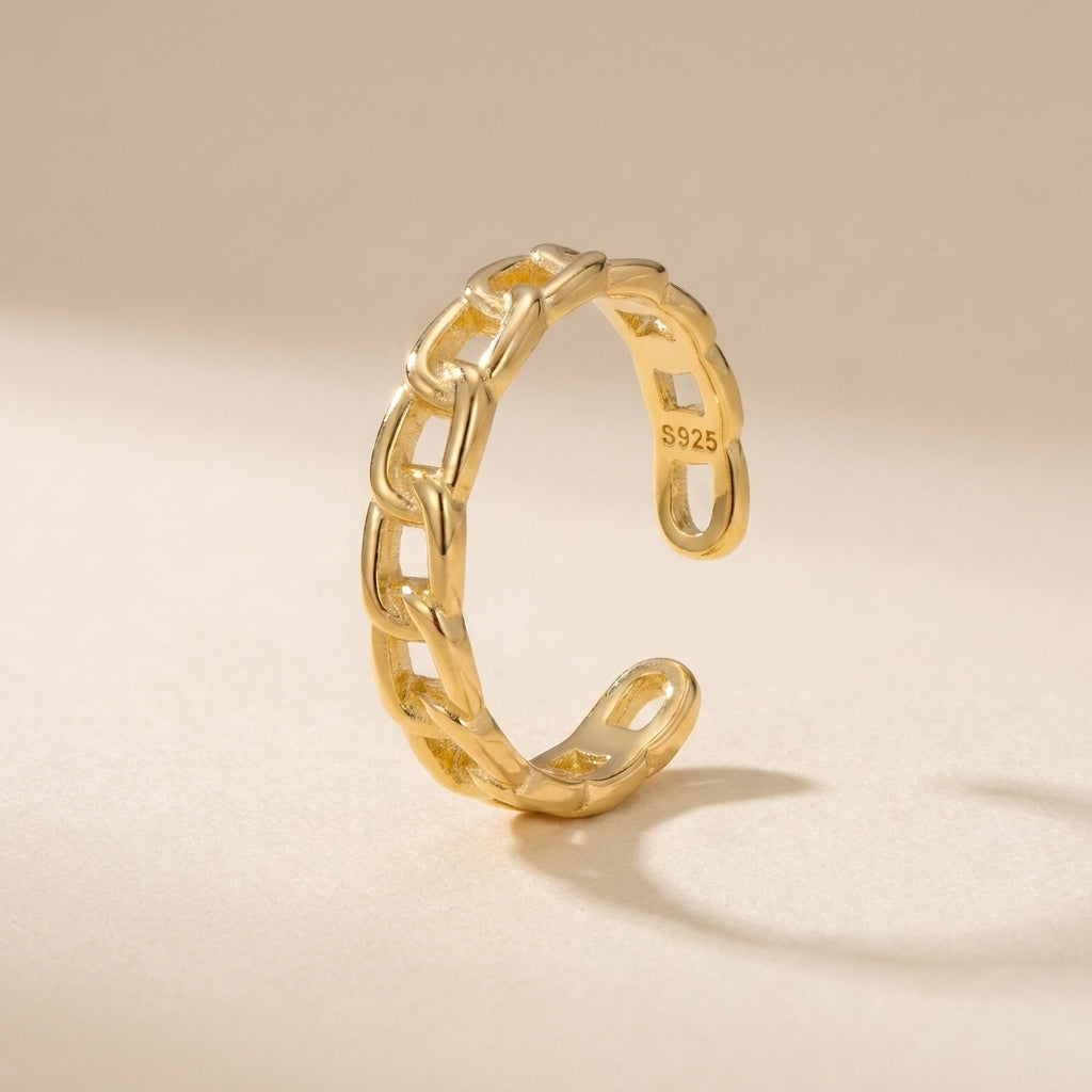 Buy Chain Link Adjustable Ring - Gold Plated 925 Sterling Silver at Pinky Promise