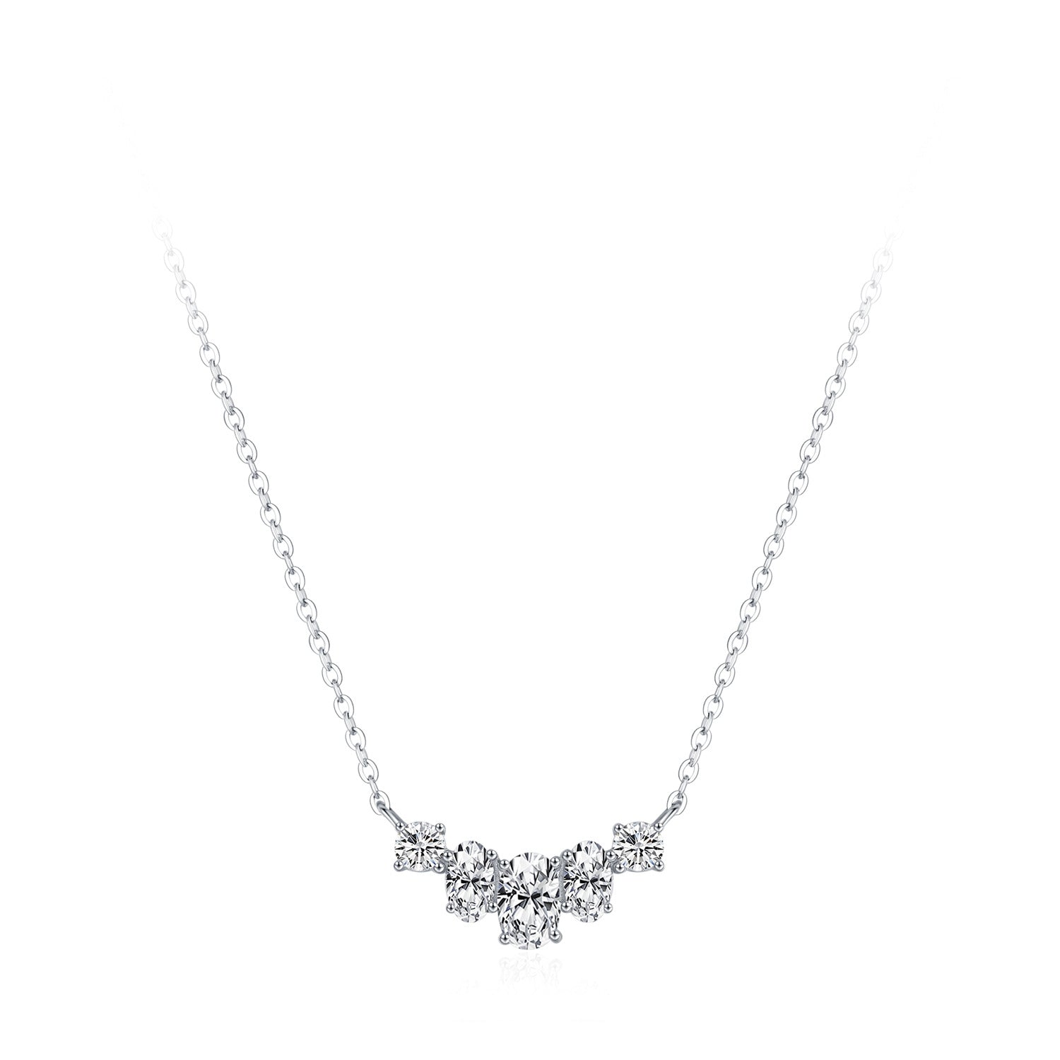 Clara Graduated Multi-Cut Crystal Arc Necklace - Close Up | Presentopia