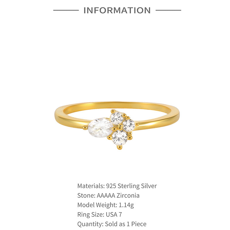 Cluster Crystal Ring – 925 Sterling Silver, Gold Plated - Photo 6 | Pinky Promise