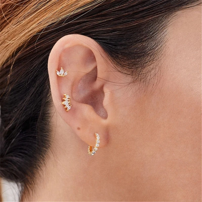 Buy Crown Cartilage Stud Earring (Single) - Gold Plated 925 Sterling Silver - Earrings at Presentopia - View 3