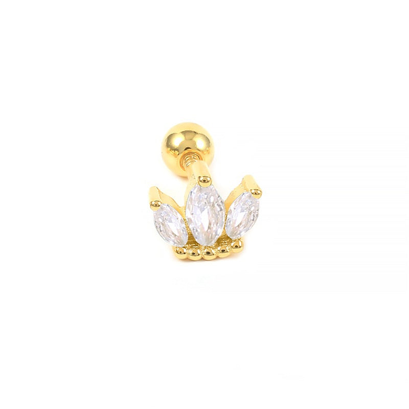 Buy Crown Cartilage Stud Earring (Single) - Gold Plated 925 Sterling Silver - Earrings at Presentopia - View 4